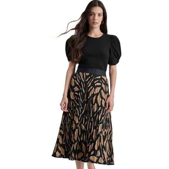 DKNY Abstract Geometric Print Pleated Midi Skirt XL NWT - Picture 1 of 5
